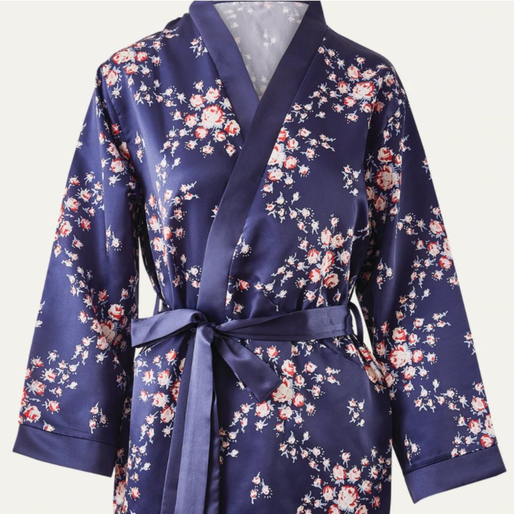 NWT Morgan Lane Allie Robe Navy Blue L/XL